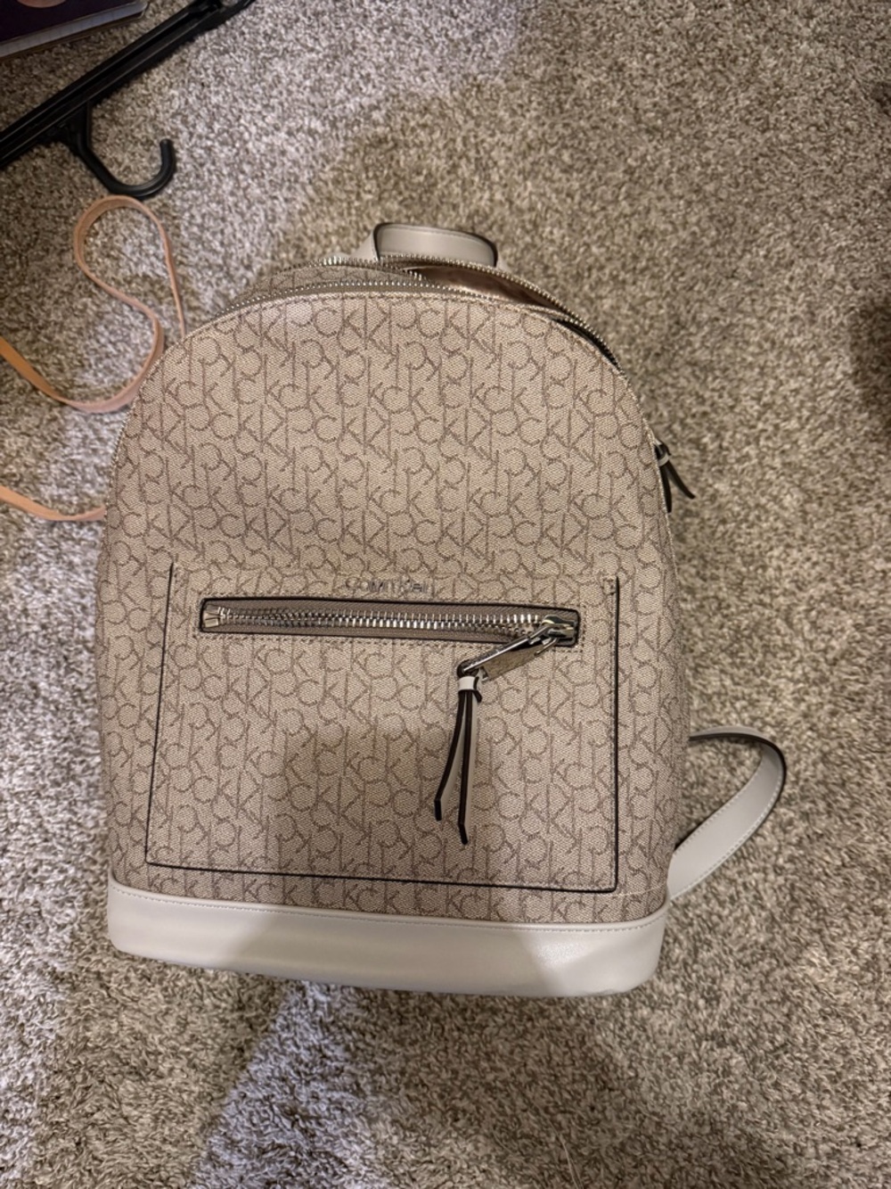 Calvin Klein Cream Beige Monogram Backpack